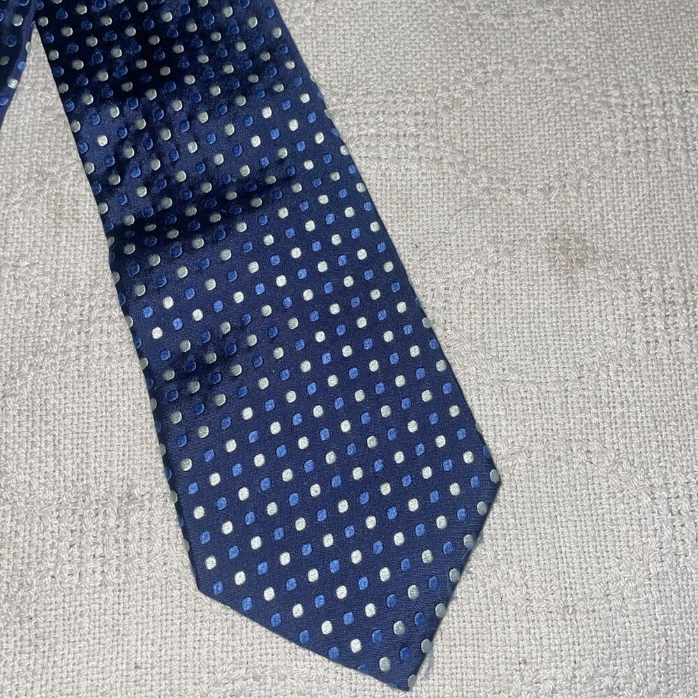 Brooks Brothers Makers Dress Tie Mens Size 56” 3.5” Blue Dotted Business Formal